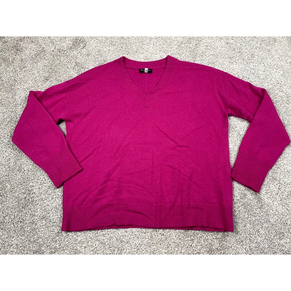 Michael Stars Sweater Womens Medium Pink Cashmere V Neck Casual Quality Classic